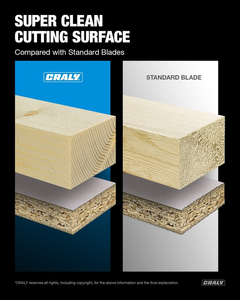 CRALY 10 Inch 50 Teeth Combination Saw Blade, 5/8 Inch Arbor Carbide Tipped Circular Saw Blade, Thin Kerf, Black Ice Coating, for Cutting Wood & Wood Composites with Table Saw, Miter Saw(C1050CT) - Image 5